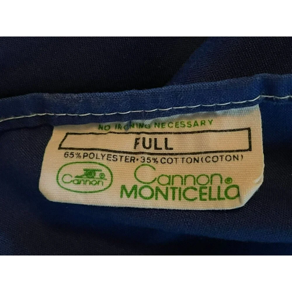 Vintage Cannon Monticello Full Flat Sheet and One Pillowcase Used Blue 2 Piece